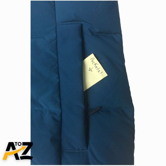 All In Motion Womens Puffer Coat Size S Blue Hooded Packable Down Full Zip Long - Picture 5 of 12